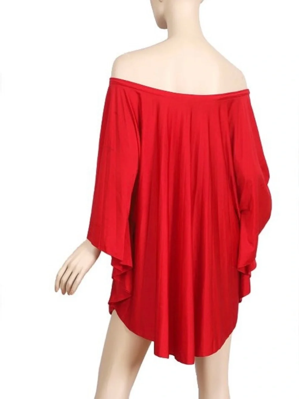 Balenciaga Off-Shoulder Red Swim Cover-Up Tunic with Tie Mini Dress 40/8
